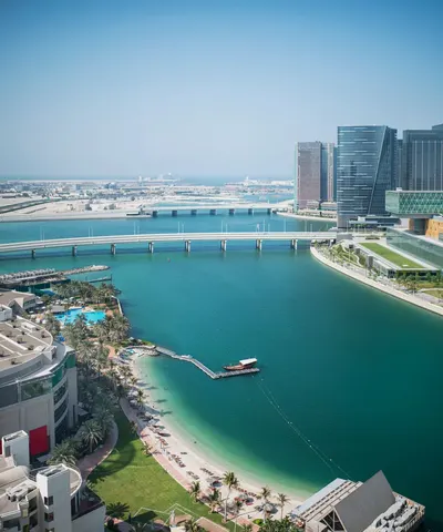 The channel around Al Maryah Island from above
